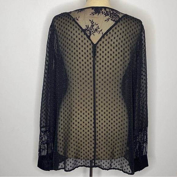 Ann Taylor Black Lace Swiss Dot Blouse - Picture 3 of 10